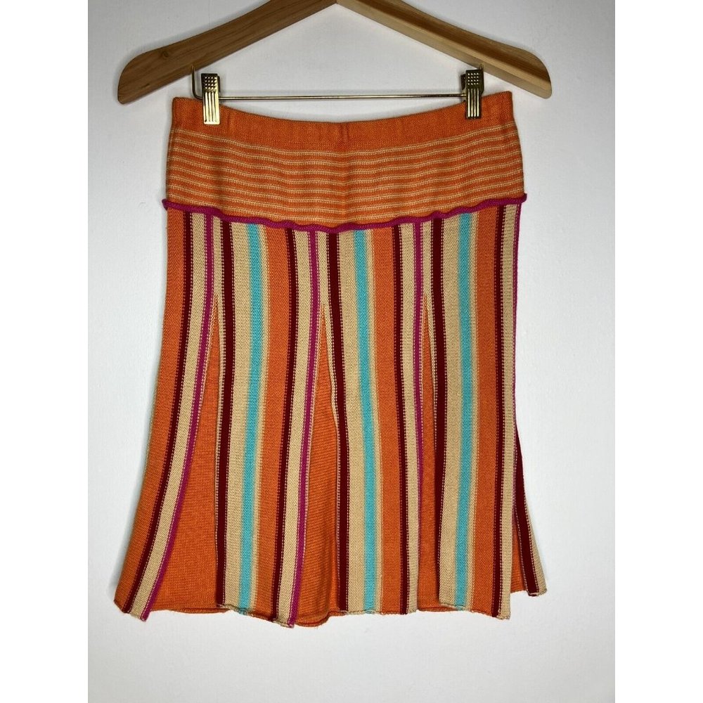 Chelsea & Violet Orange Multicolor Striped Knit Skirt